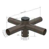 Quad Spoke Bracket with 4 Arms at 90 Degrees, with 8inch Arm Long