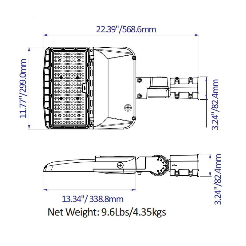 150W-120W-100W-80W LED Parking Lot Light - 3K/4K/5K CCT- 277-480VAC