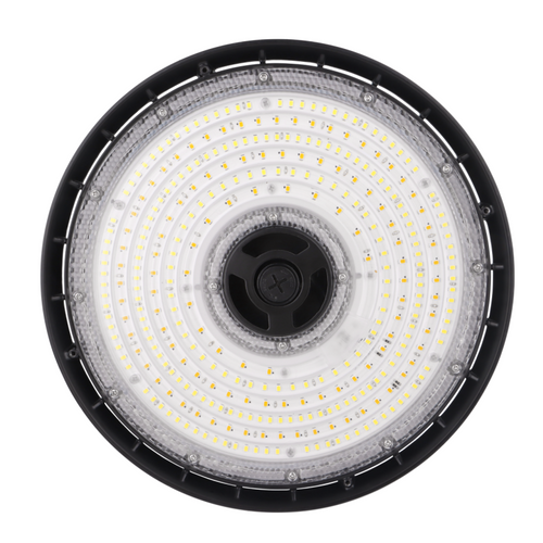 240W/200W/180W/150W/120W/100W UFO LED High Bay Light, 4K/5K Selectable, 120-277V & 277V-480VAC, 0-10V Dim, Motion Sensor Option
