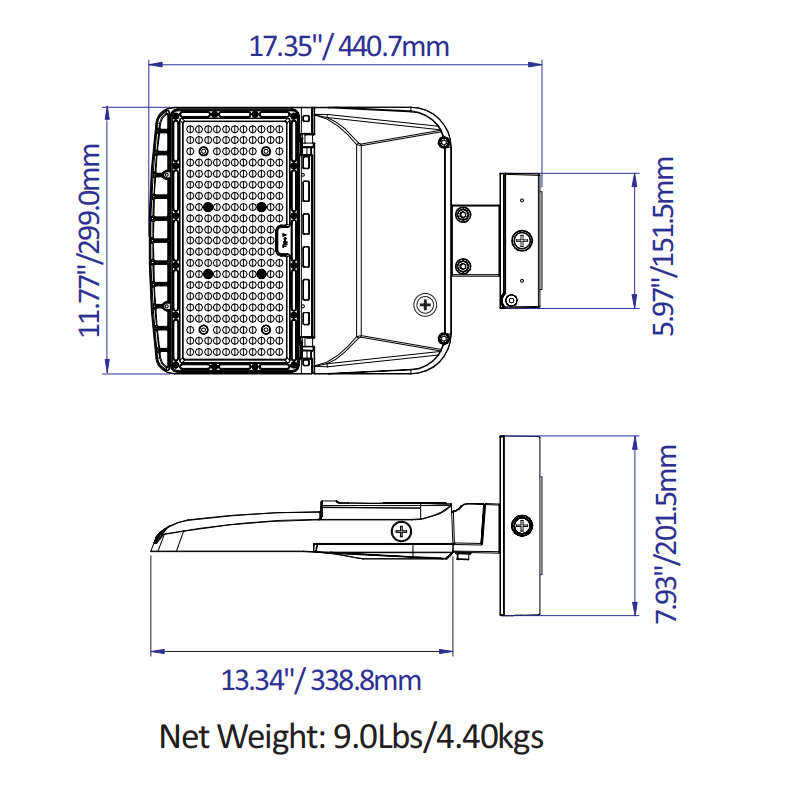 150W-120W-100W-80W LED Parking Lot Light - 3K/4K/5K CCT- 277-480VAC