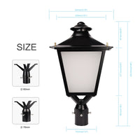 60W/50W/30W Tunable LED Decorative Post Top Lantern, 3K / 4K / 5K CCT-Photocell option