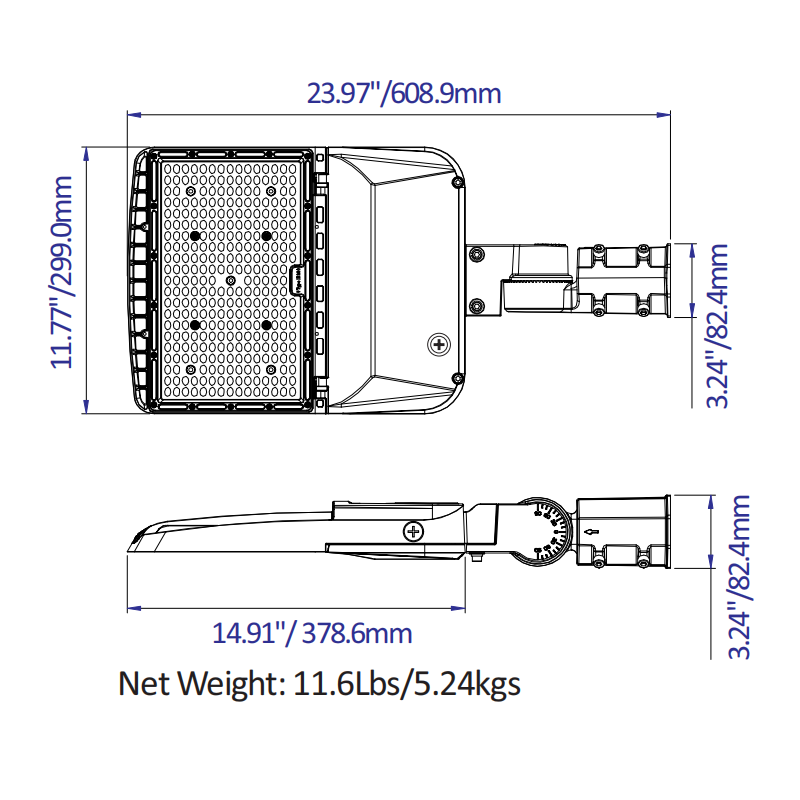 240W-220W-200W-170W LED Parking Lot Light - 3K/4K/5K CCT- 100-277VAC