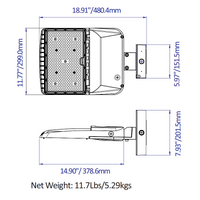 240W-220W-200W-170W LED Parking Lot Light - 3K/4K/5K CCT- 100-277VAC