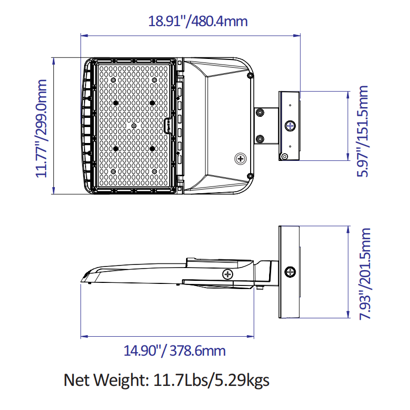 240W-220W-200W-170W LED Parking Lot Light - 3K/4K/5K CCT- 100-277VAC
