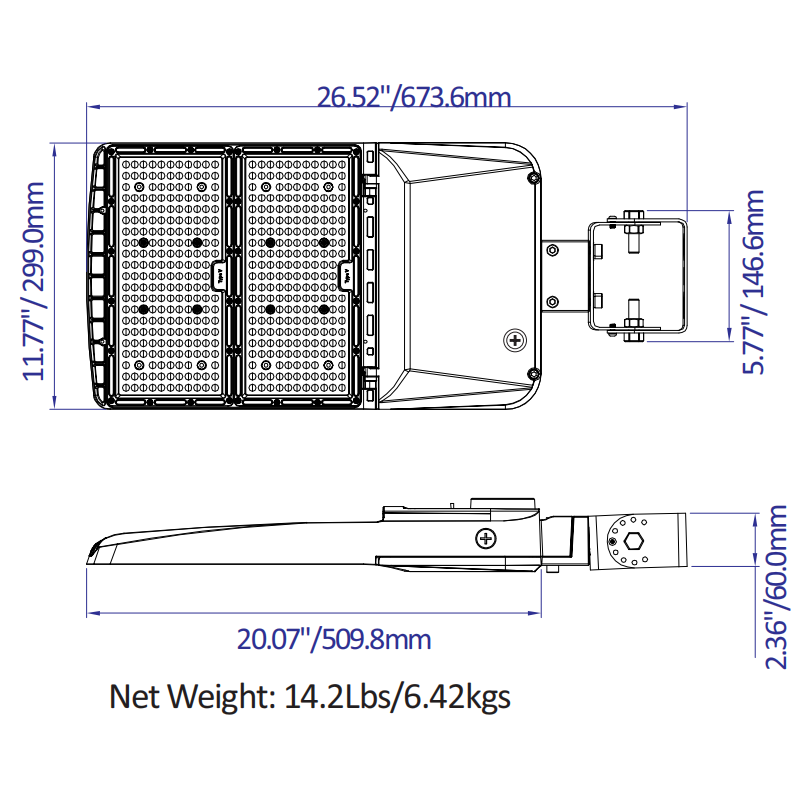 310W-280W-260W-240W LED Parking Lot Light - 3K/4K/5K CCT- 277-480VAC