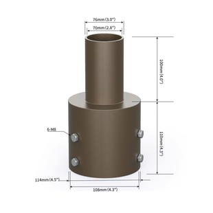 4" Round Pole Mount Bracket Tenon Adaptor with 3" Vertical Tenon