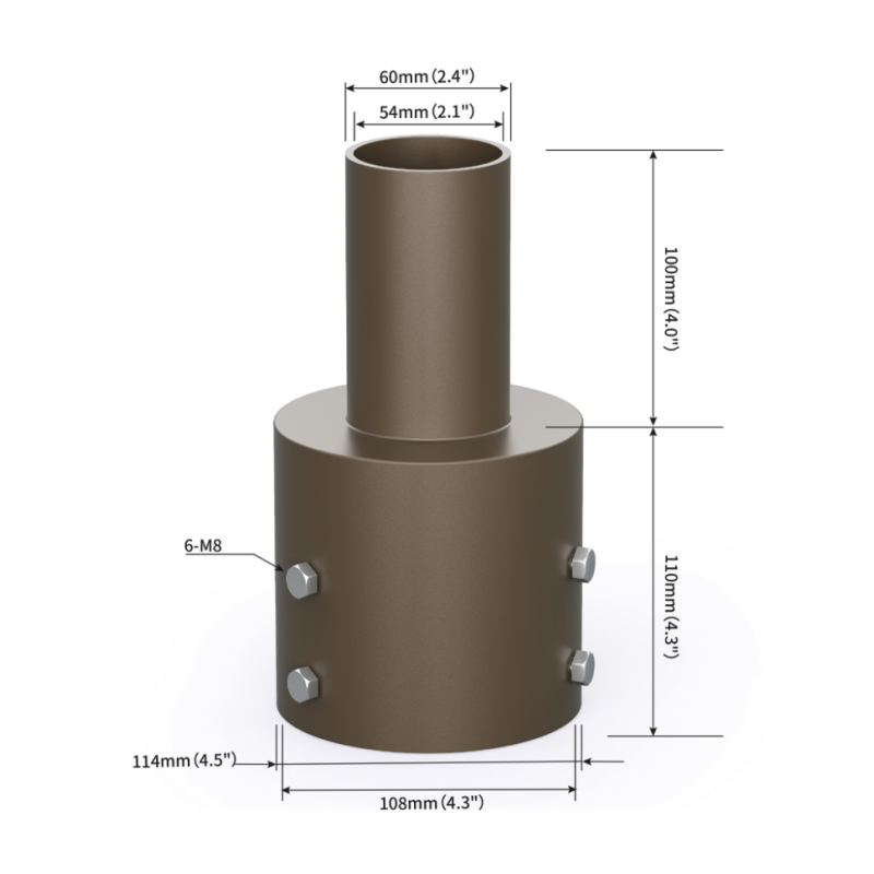 Tenon Adapter for 4" Round Pole
