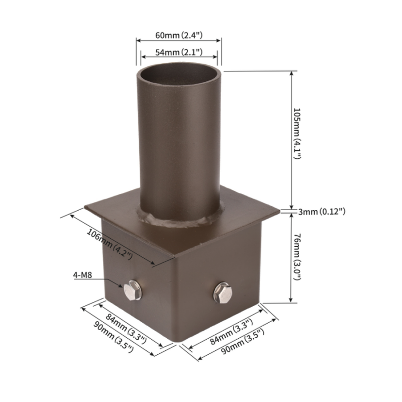 Tenon Adapter for 4 Inch Square Poles