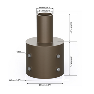 Tenon Adapter for 5" Round Pole
