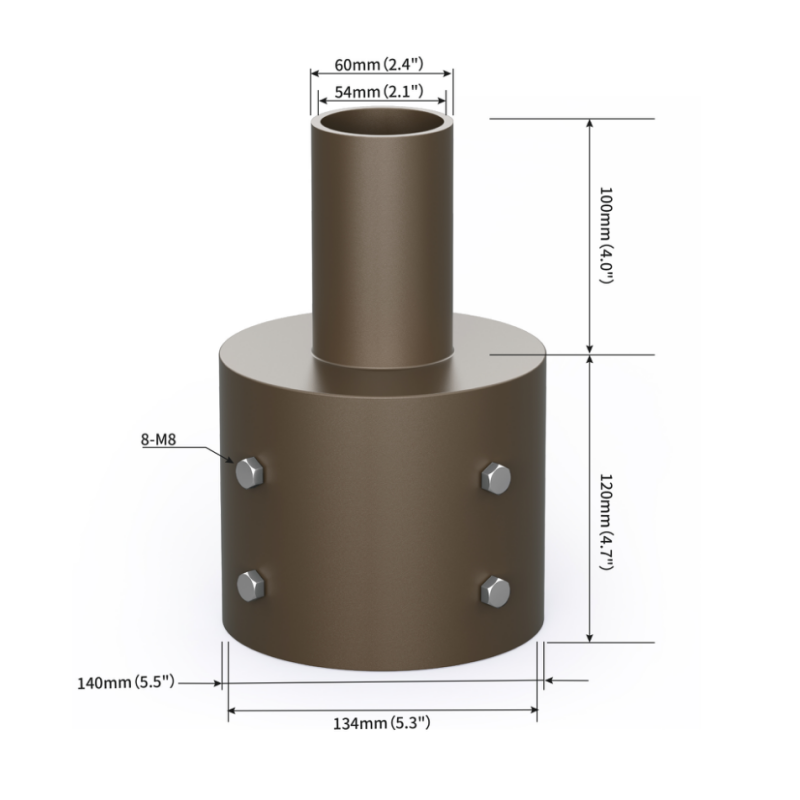 Tenon Adapter for 5" Round Pole