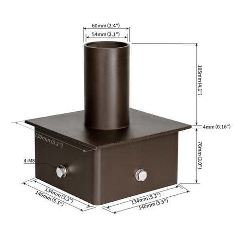 Tenon Adapter for 6 Inch Square Poles
