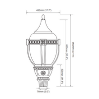 100W 80W 60W Acron LED Post Top Lantern 3000K 4000K 5000K Selectable, AC100-277V