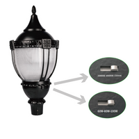 100W 80W 60W Acron LED Post Top Lantern 3000K 4000K 5000K Selectable, AC100-277V