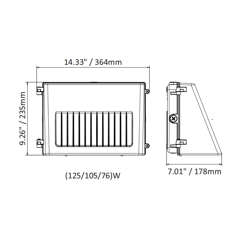 Full Cutoff LED Wall Pack Light, Wattage & CCT Selectable, Bronze Finish, 120-277VAC, Photocell Option