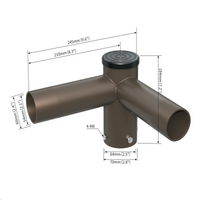 Double Spoke Bracket with 2 Arms at 90 Degrees, with 8inch Length Arm