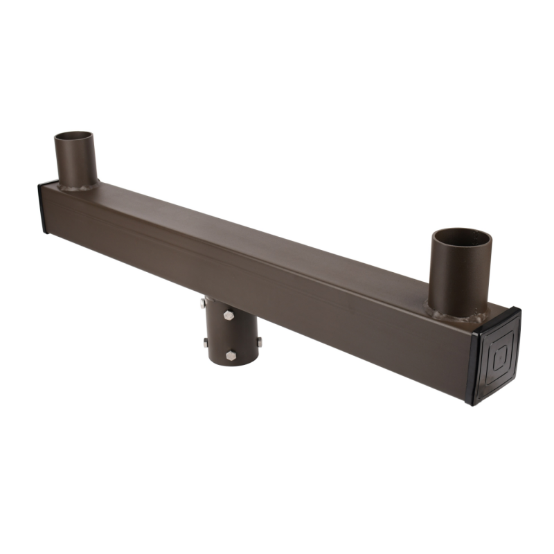 Long Twin Square Vertical Tenon Adapter wtih 2 Tenons 180 degree for 2 3/8" Round Pole