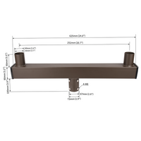 Short Twin Square Vertical Tenon Adapter wtih 2 Tenons 180 degree for 2 3/8" Round Pole