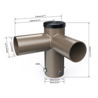 Tenon Adapter with Double 90 Degree Horizontal Tenon, 2-3/8 Outside Diameter