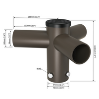 Tenon Adapter with Triple 120 Degree Horizontal Tenon, 2-3/8 Outside Diameter