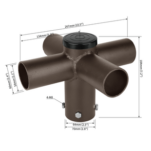 Tenon Adapter with Quad 90 Degree Horizontal Tenon, 2-3/8 Outside Diameter
