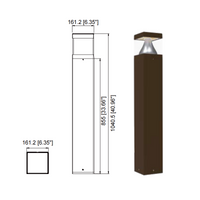 24 Watt LED Square Bollard Light with Cone Reflector and Flat Head-Adjustable Power and Color Temperature
