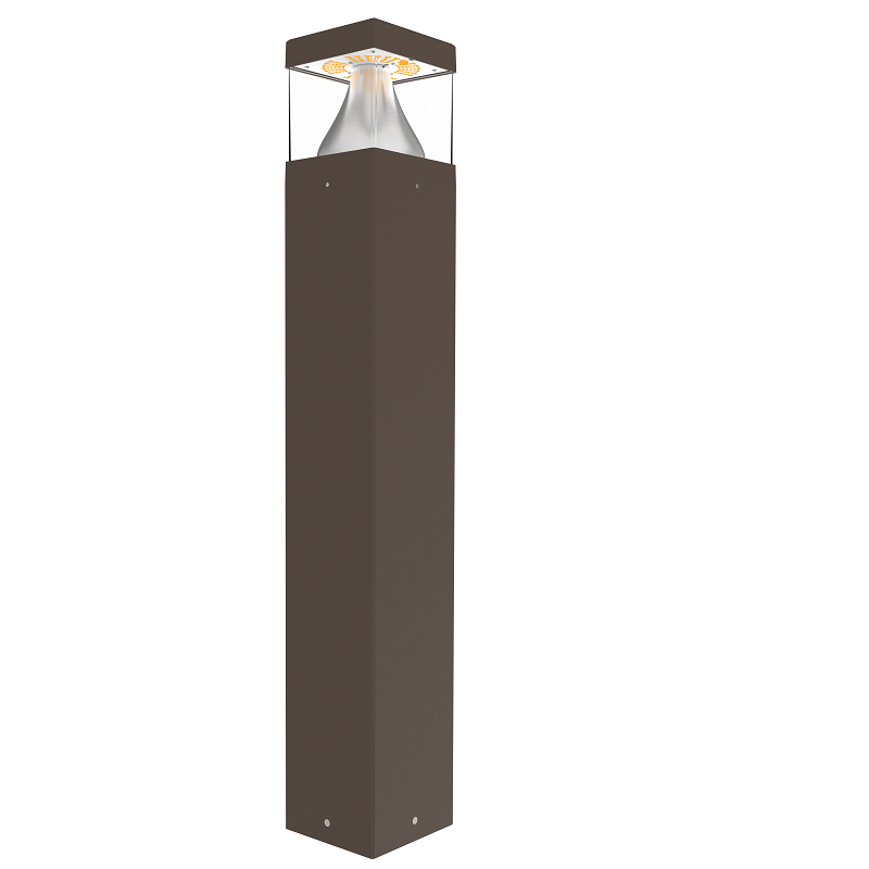 24 Watt LED Square Bollard Light with Cone Reflector and Flat Head-Adjustable Power and Color Temperature
