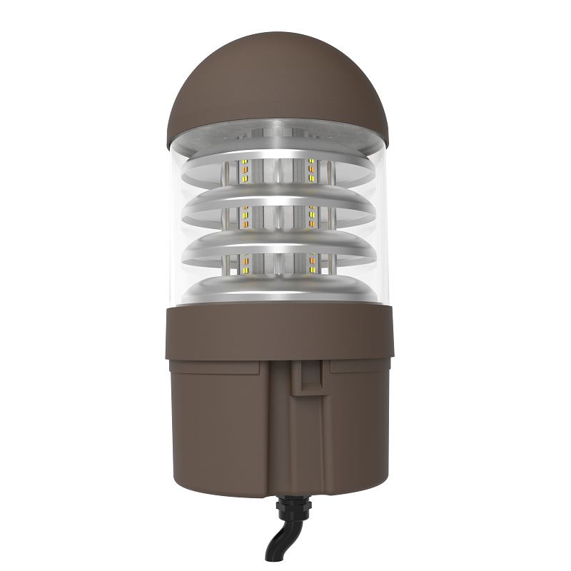 24 Watt LED Bollard Light with Louver Reflector and Dome Head-Adjustable Power and Color Temperature