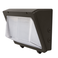 Semi-Cutoff LED Wall Pack Light, Wattage & CCT Selectable, Glass Cover, Bronze Finish, 120-277VAC, Photocell Option