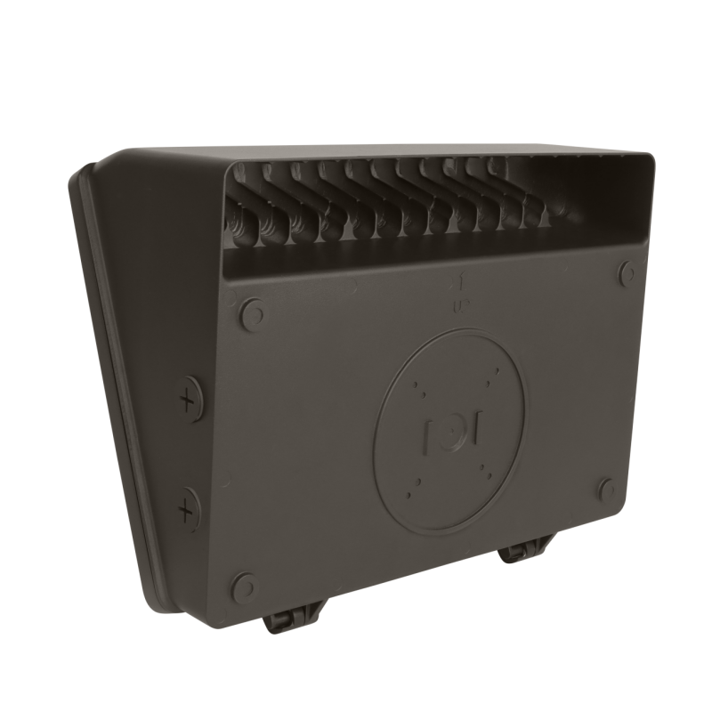 Semi-Cutoff LED Wall Pack Light, Wattage & CCT Selectable, Glass Cover, Bronze Finish, 120-277VAC, Photocell Option