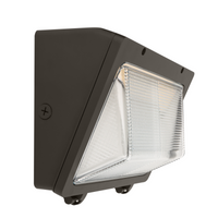 Semi-Cutoff LED Wall Pack Light, Wattage & CCT Selectable, Glass Cover, Bronze Finish, 120-277VAC, Photocell Option