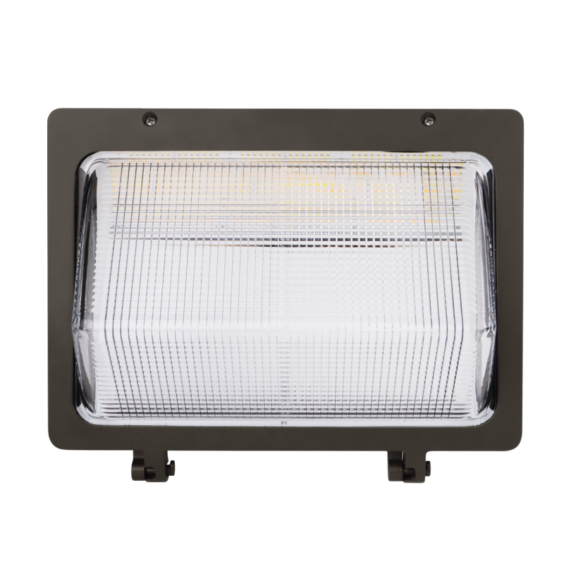 Semi-Cutoff LED Wall Pack Light, Wattage & CCT Selectable, Glass Cover, Bronze Finish, 120-277VAC, Photocell Option