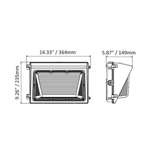 Semi-Cutoff LED Wall Pack Light, Wattage & CCT Selectable, Bronze Finish, 120-277VAC, Photocell Option