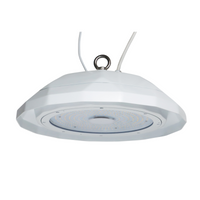NSF Certified UFO LED High Bay Light With Battery Back Up Option, 5000K, 120-277V, White Finish, 0-10V Dim, Motion Sensor Option