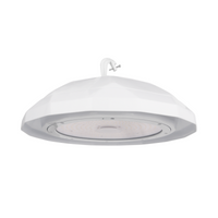 NSF Certified UFO LED High Bay Light With Battery Back Up Option, 5000K, 120-277V, White Finish, 0-10V Dim, Motion Sensor Option