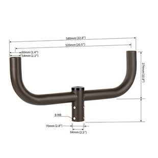 Short 180 Degree Double Bullhorn Bracket with 2-3/8" Tenons