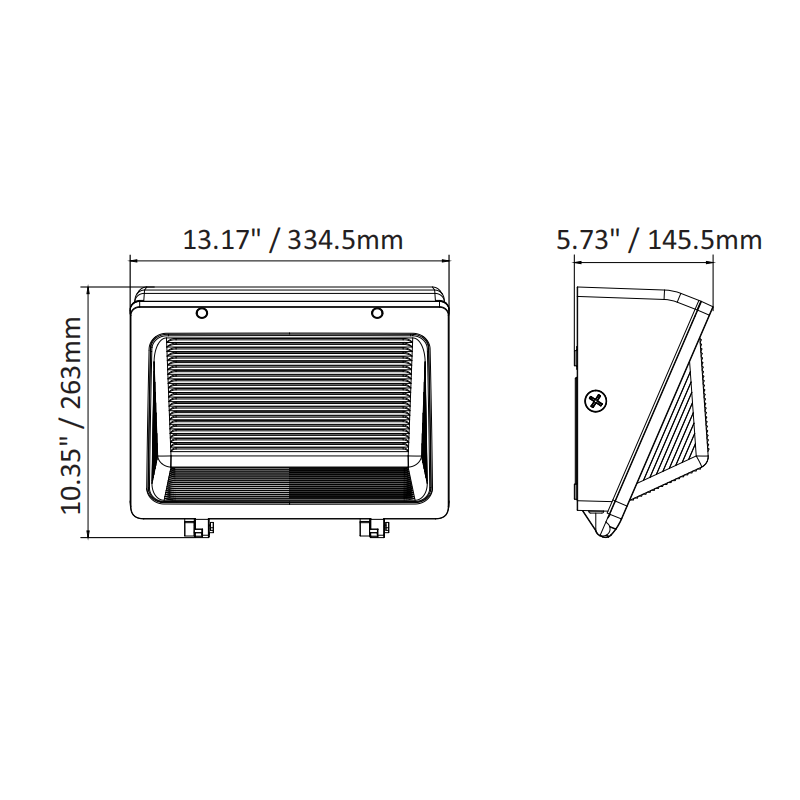 Semi-Cutoff LED Wall Pack Light, Wattage & CCT Selectable, Glass Cover, Bronze Finish, 120-277VAC, Photocell Option