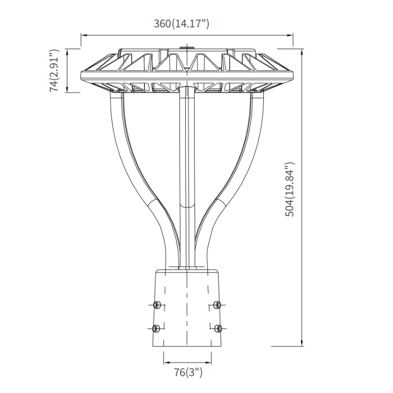 150W-100W-75W Modern Spider Mount Post Top Light-Wattage&CCT Selectable-AC100-277V