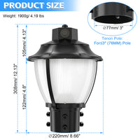 100W-80W-60W-48W-36W LED Post Top Lantern Fixtures 3000K / 4000K / 5000K CCT-Photocell option