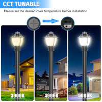100W-80W-60W-48W-36W LED Post Top Lantern Fixtures 3000K / 4000K / 5000K CCT-Photocell option