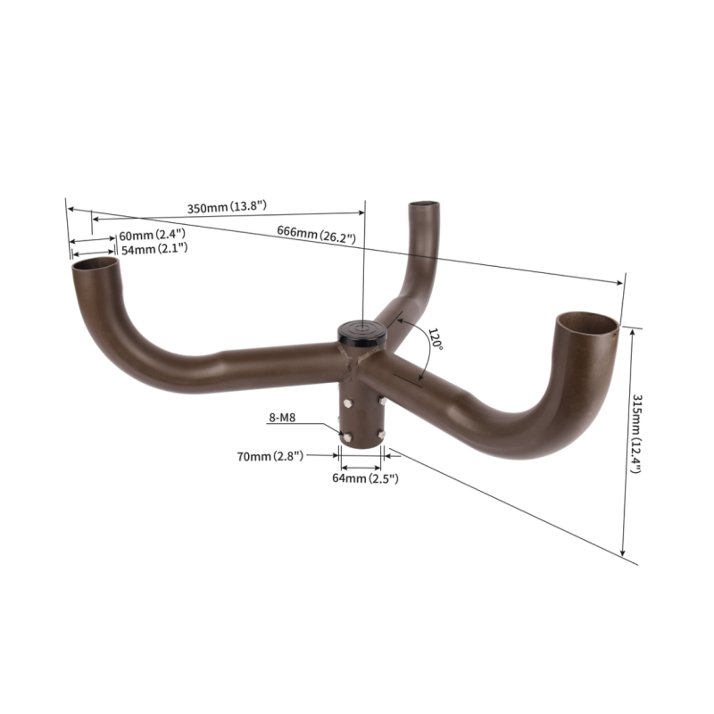 Triple Bullhorn Bracket with 3 Arms at 120 Degree-Bronze Color