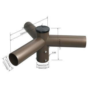 Triple Spoke Bracket with 3 Arms at 120 Degrees, Arms with 8inch long