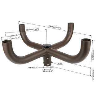 Quad Bullhorn Bracket with Long 4 Arms at 90 degrees