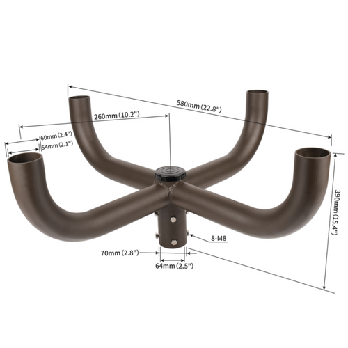 Quad Bullhorn Bracket with Short 4 Arms at 90 degrees