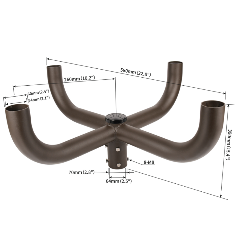Quad Bullhorn Bracket with Short 4 Arms at 90 degrees