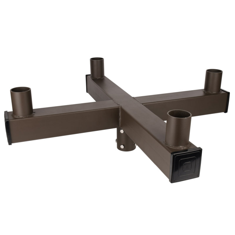 Quad Square Vertical Tenon Adapter wtih 4 Tenons 90 degree for 2 3/8" Round Pole
