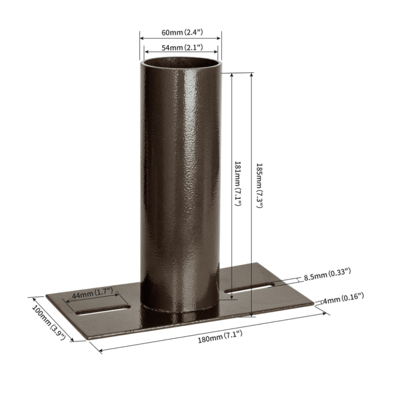 2-3/8'' OD Long Horizontal Side Tenon Adaptor Bracket For Square Pole