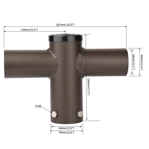 Tenon Adapter with Double 180 Degree Horizontal Tenon, 2-3/8 Outside Diameter