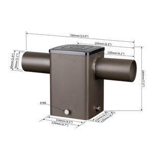 Tenon Adapter for 4 Inch Square Poles with 2 Horizontal 180 Degree Tenons