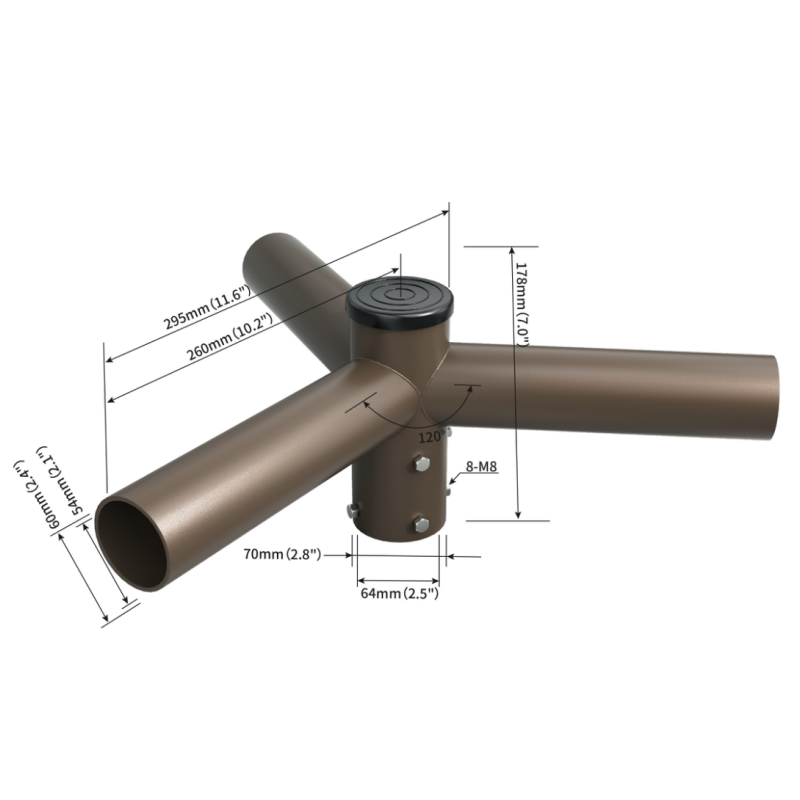 Triple Spoke Bracket with 3 Arms at 120 Degrees