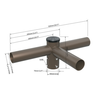 Triple Spoke Bracket with 3 Arms at 90 Degrees